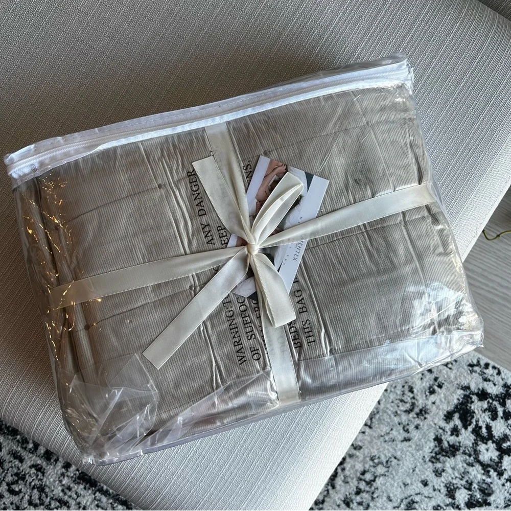 Elegant Tan Quilted Bedding Set Soft & Cozy Oversized Queen